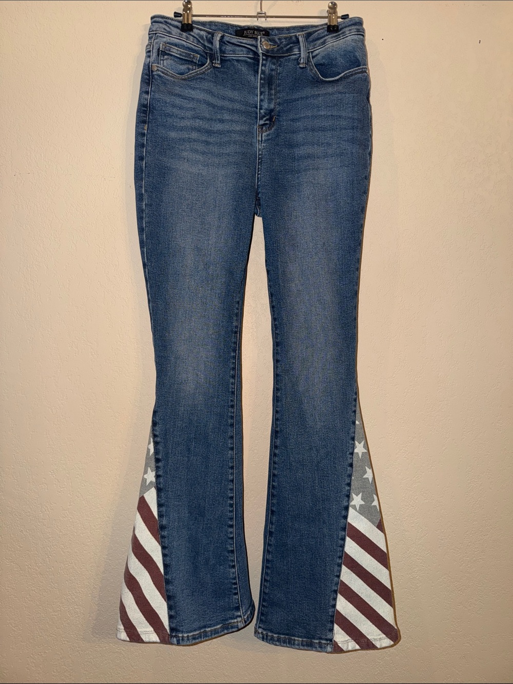 Judy Blue “Freedom Rings” Flare Jeans with Flag Panel Accents, 9/29